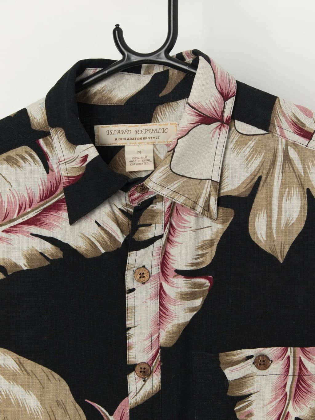 Vintage Hawaiian silk shirt with coconut buttons - S / M - Image 2