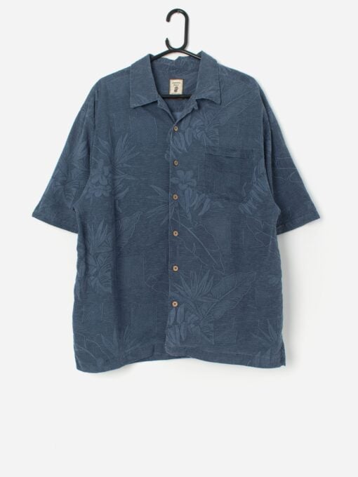 Vintage Hawaiian silk shirt with coconut buttons - XL
