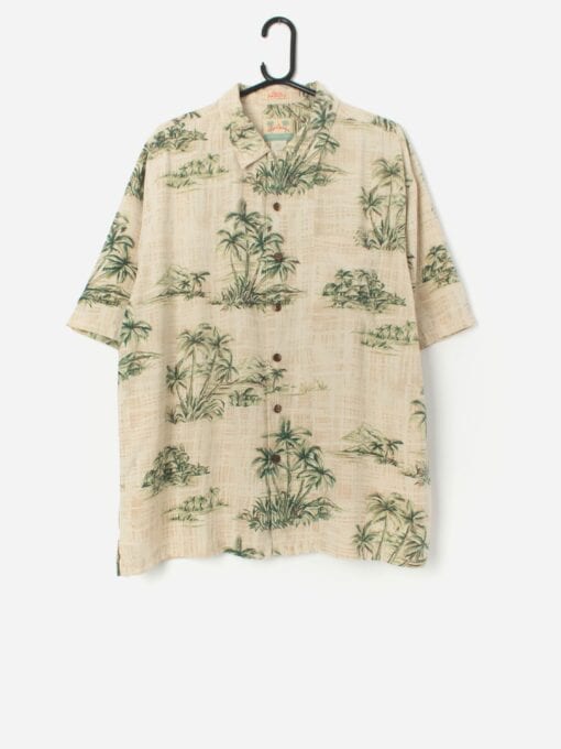 Vintage Hawaiian silk shirt with palm tree design - Large