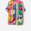 Vintage Jams World Floral Striped Shirt With Permanent Crease Effect Small Medium