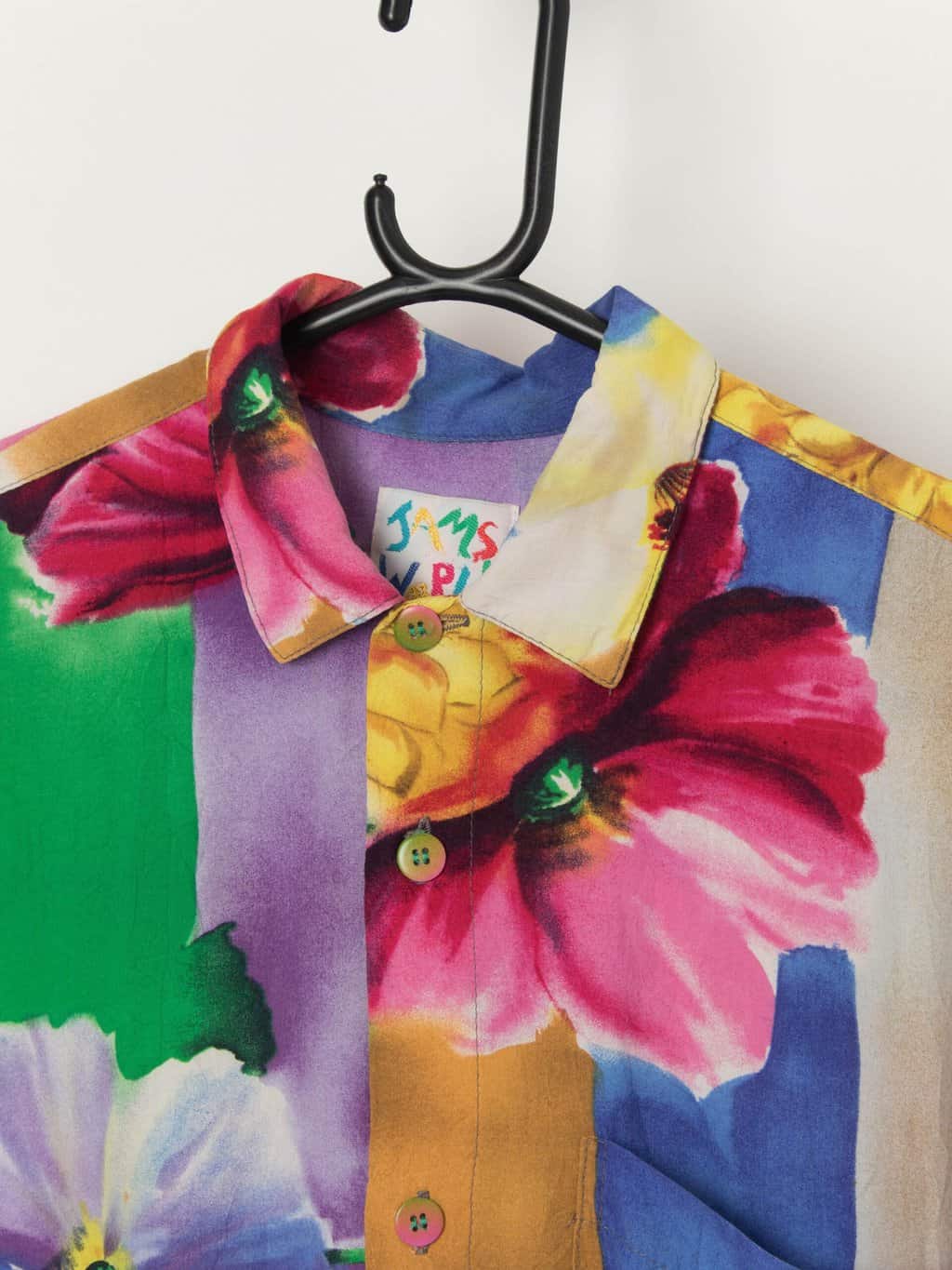 Vintage Jams World Floral Striped Shirt With Permanent Crease Effect Small Medium 2