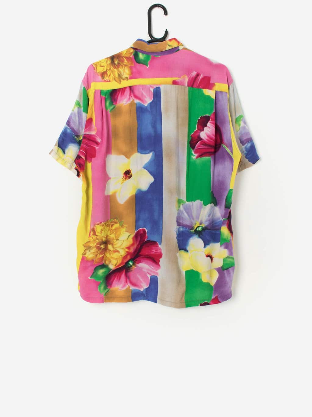 Vintage Jams World Floral Striped Shirt With Permanent Crease Effect Small Medium