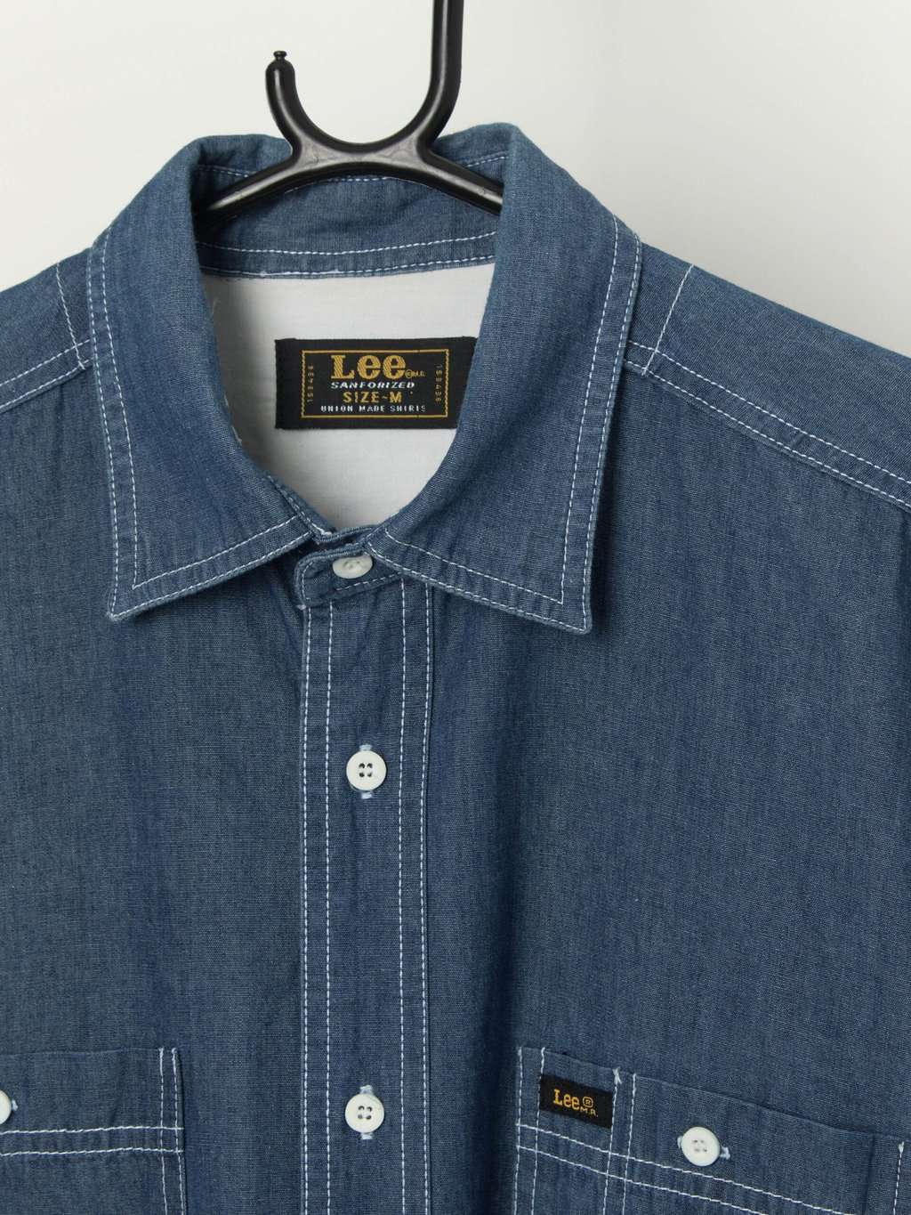 Vintage Lee union made denim shirt with short sleeves - Medium / Large - Image 2