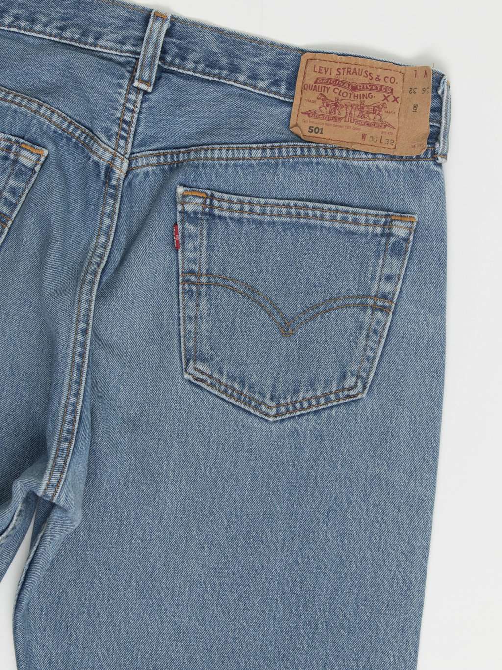 Vintage Levis 501 stonewash blue jeans, made in UK 36 X 32 - Image 5