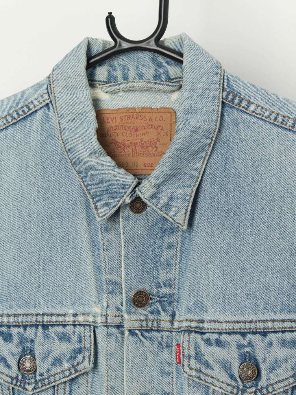Vintage Levis distressed denim jacket, pale blue - Small - Image 2