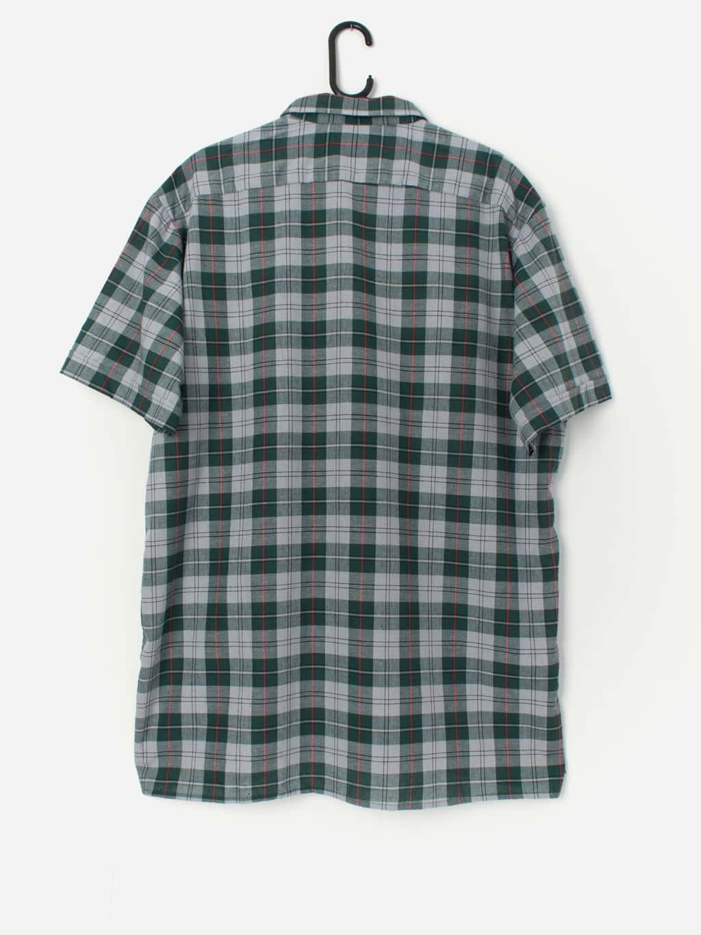 Vintage plaid shirt in forest green, grey and red - XL / 2XL - Image 3