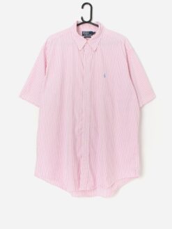 Vintage Polo By Ralph Lauren Pastel Pink And White Striped Shirt Xl 3