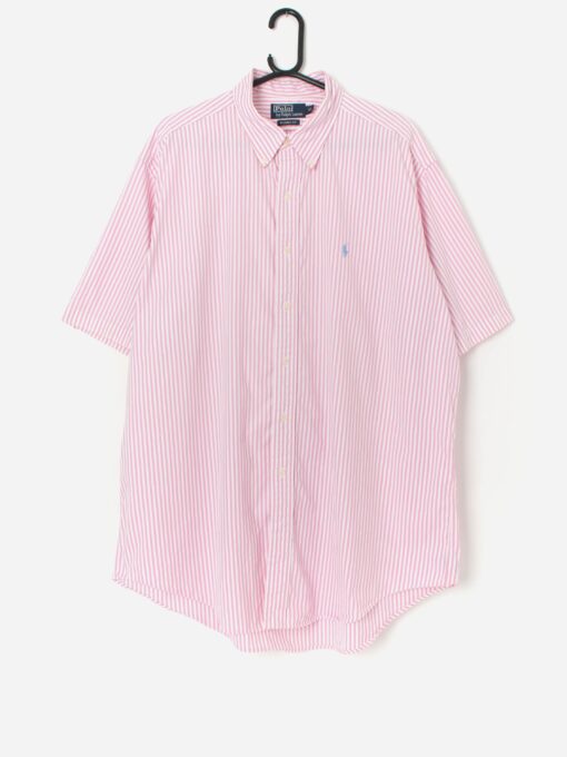 Vintage Polo By Ralph Lauren Pastel Pink And White Striped Shirt Xl 3