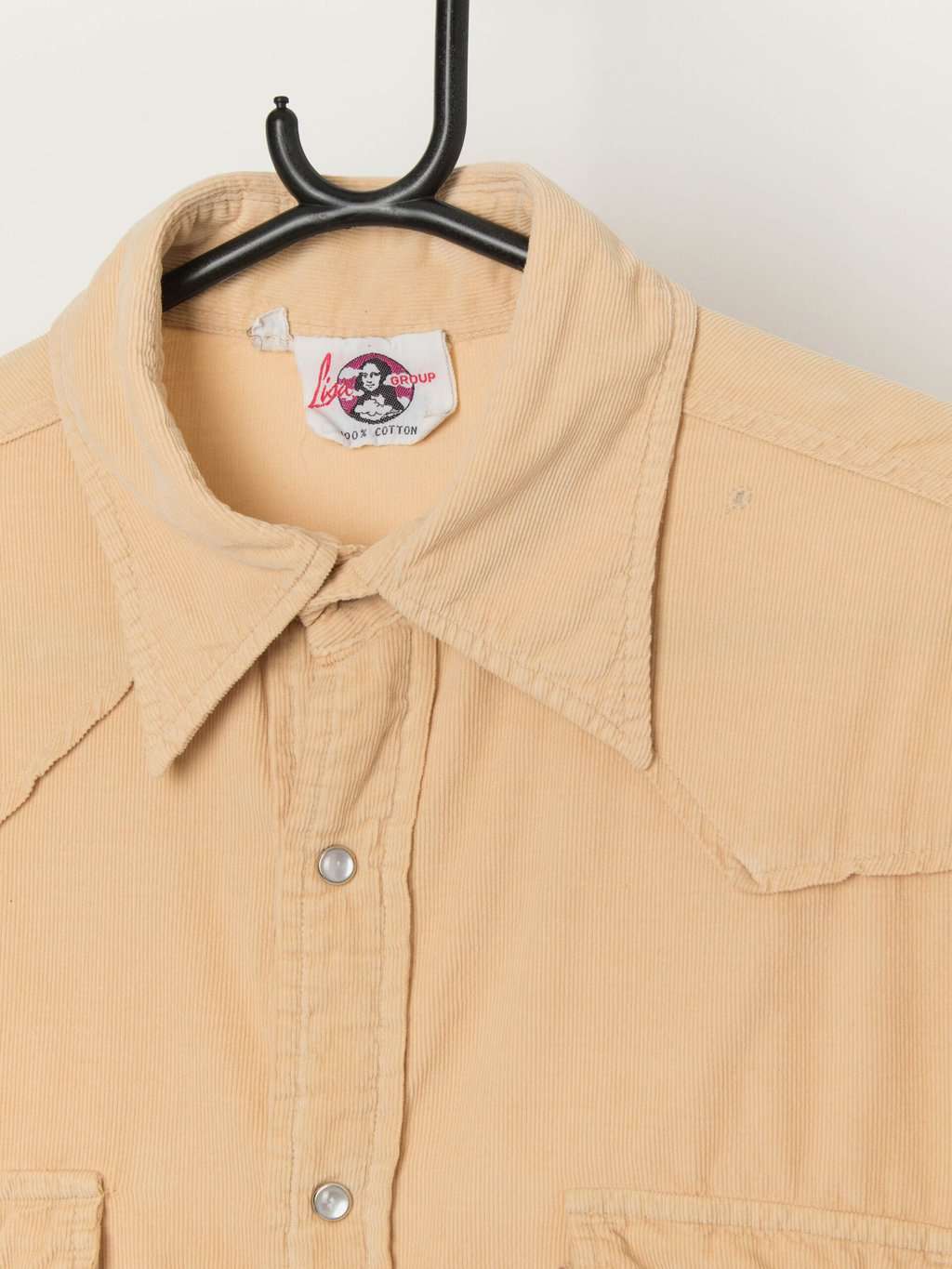 Vintage Snap Button Western Corduroy Shirt In Soft Yellow Medium 3