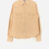 Vintage Snap Button Western Corduroy Shirt In Soft Yellow Medium 4