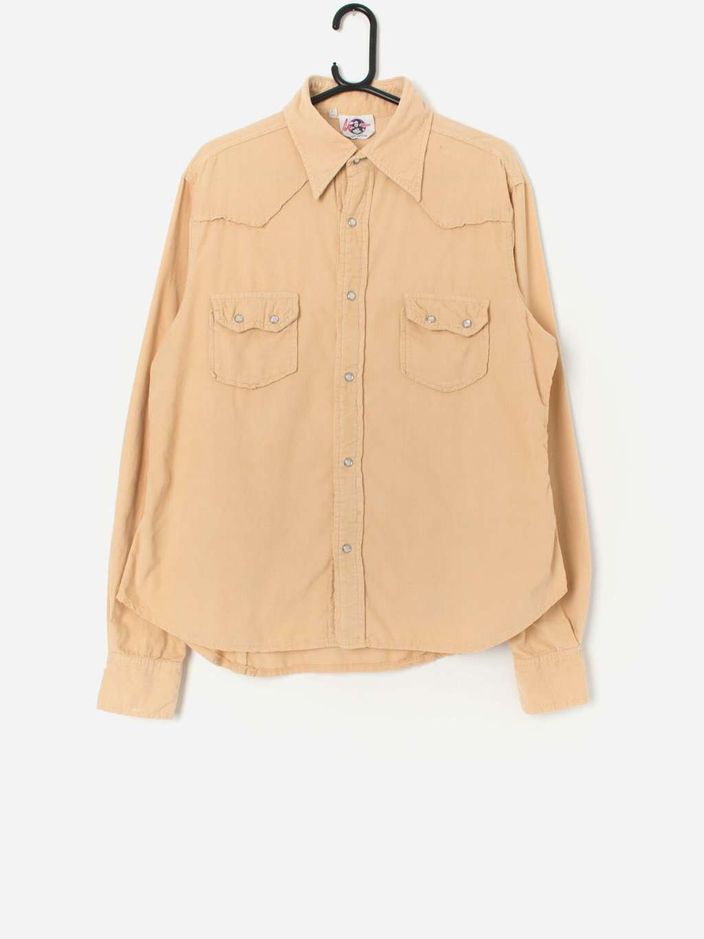 Vintage Snap Button Western Corduroy Shirt In Soft Yellow Medium 4