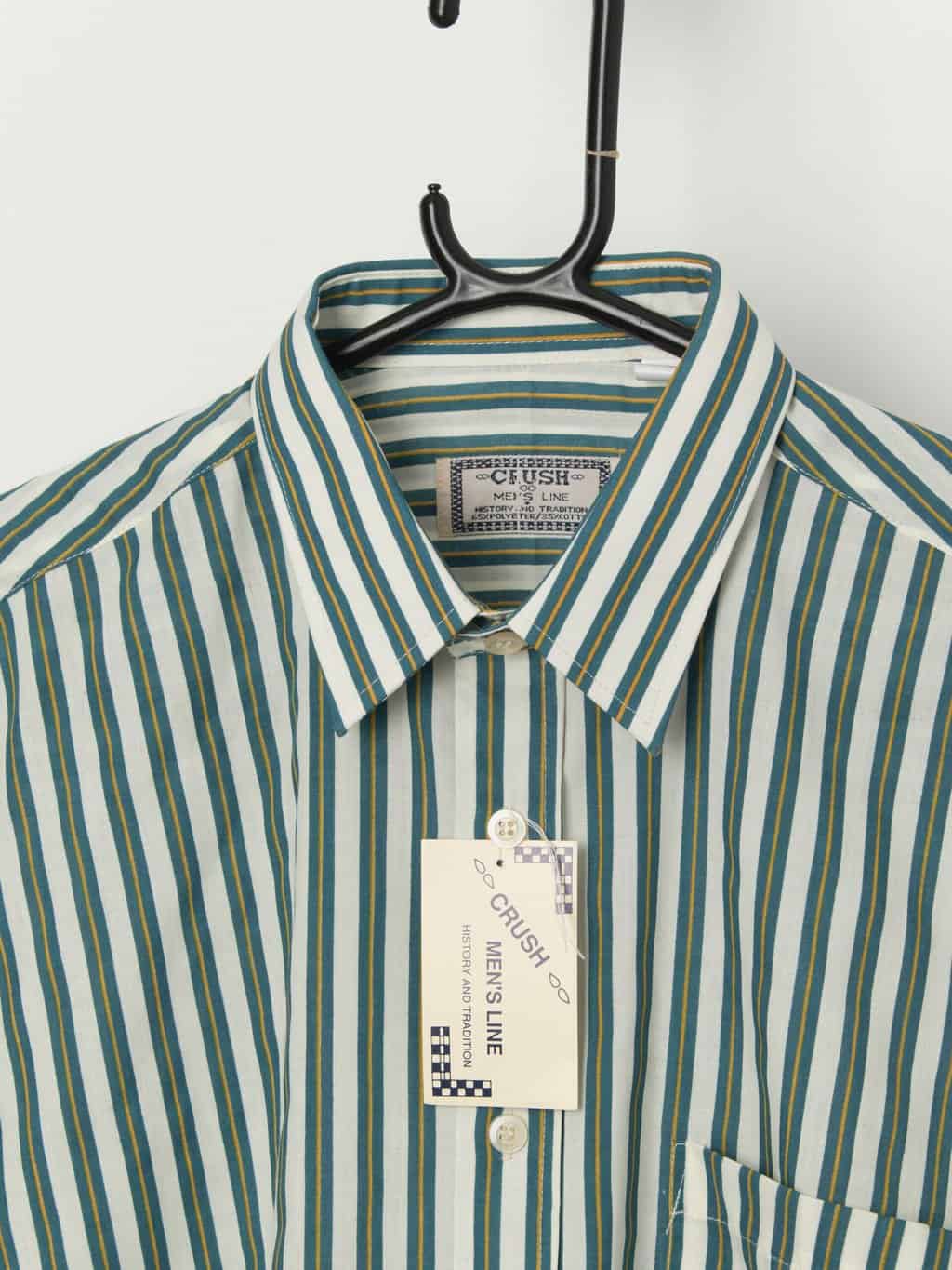 Vintage striped shirt in blue and yellow, deadstock - Large / XL - Image 2