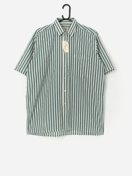 Vintage striped shirt in blue and yellow, deadstock - Large / XL