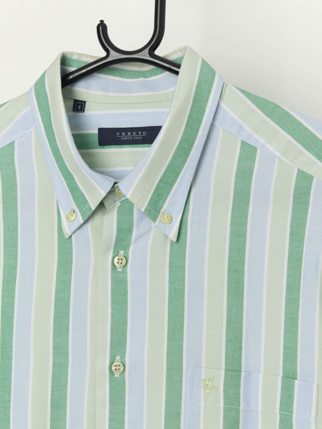 Vintage striped shirt in pastel blue and green - L / XL - Image 2