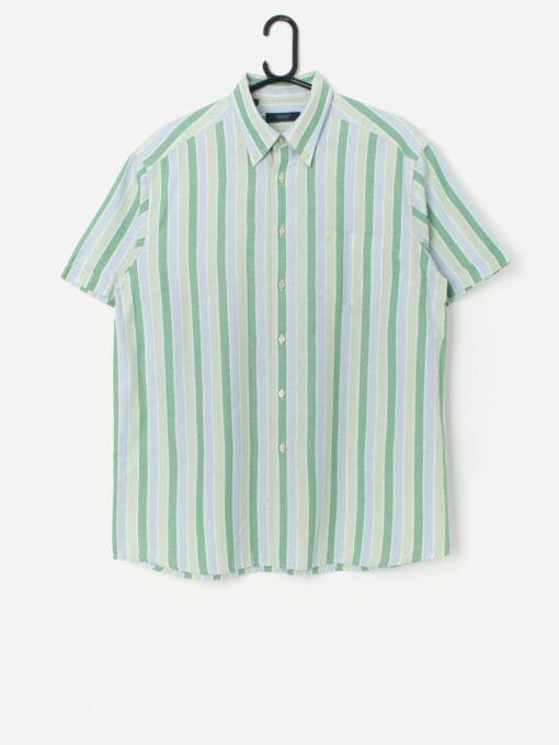 Vintage striped shirt in pastel blue and green - L / XL