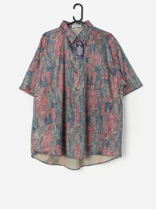 Vintage Thai silk shirt, deadstock with tags - XL / 2XL