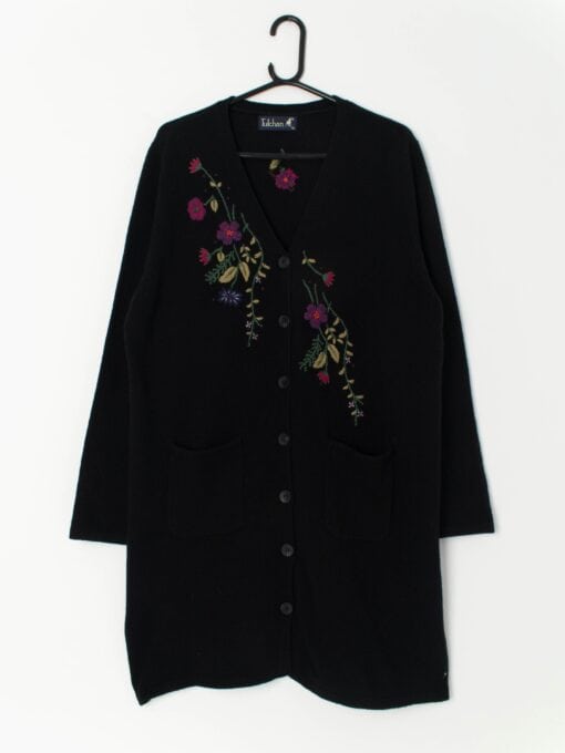 Vintage Tulchan longline cardigan with floral embroidery - Large / XL