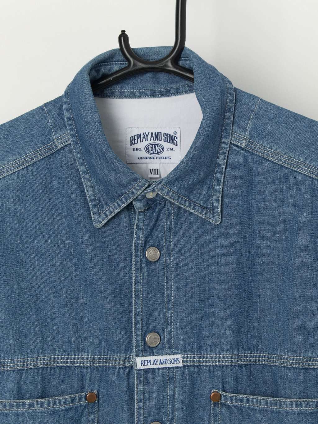 Vintage Womens Denim Shirt With Silver Snap Buttons Small Medium 2