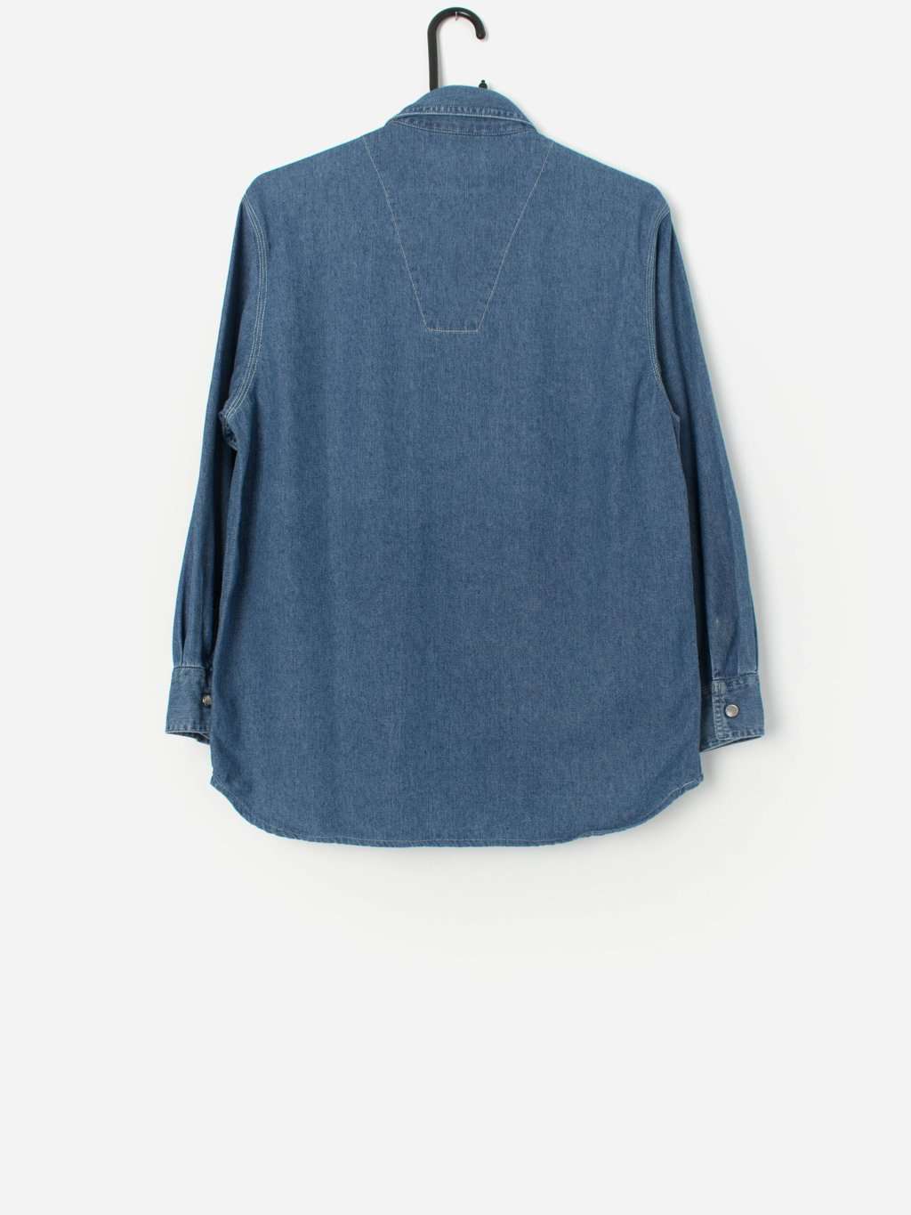 Vintage Womens Denim Shirt With Silver Snap Buttons Small Medium