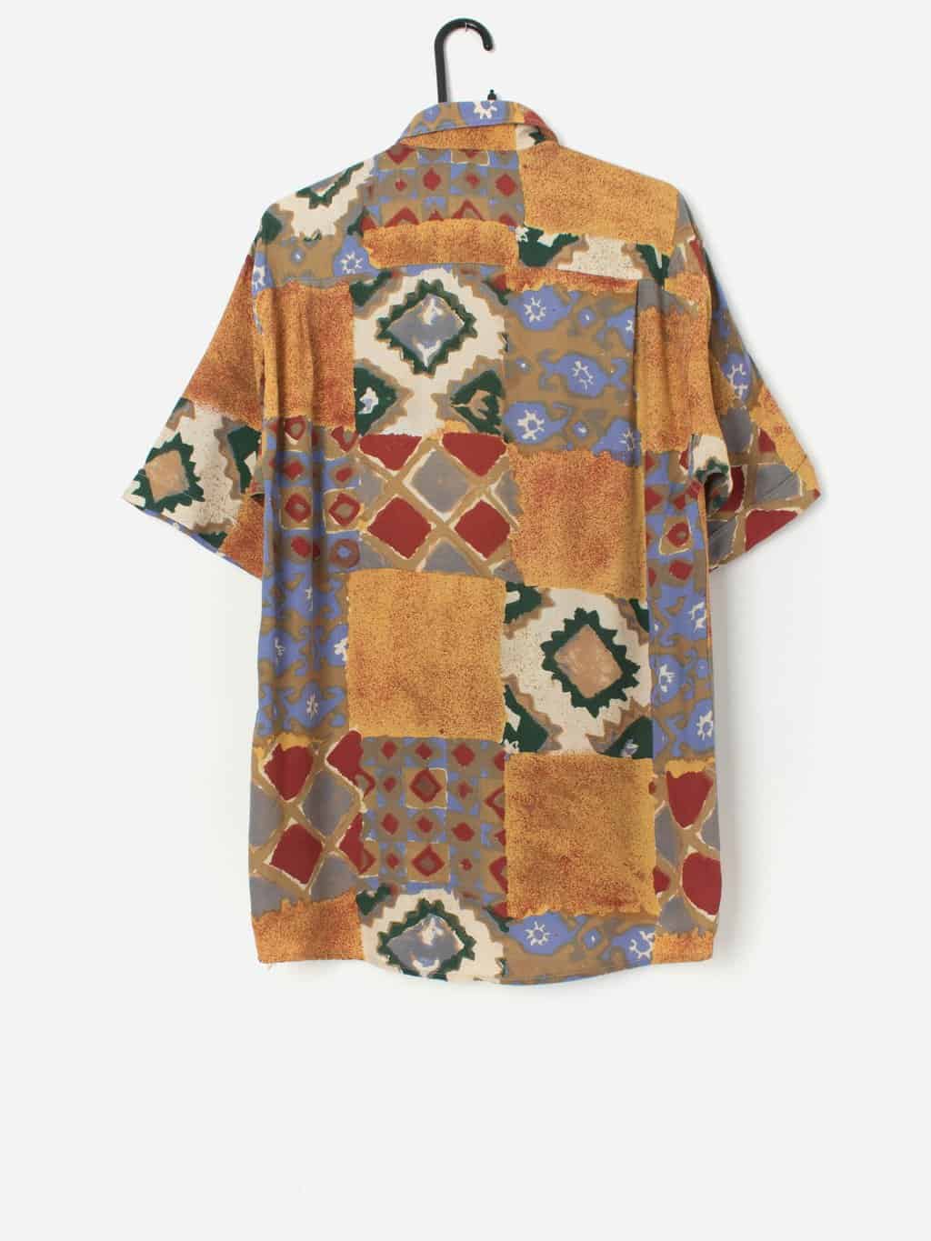 Vintage yellow and blue patterned shirt - Medium - Image 3