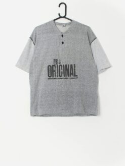 90s vintage cotton flannel t-shirt in grey - Medium