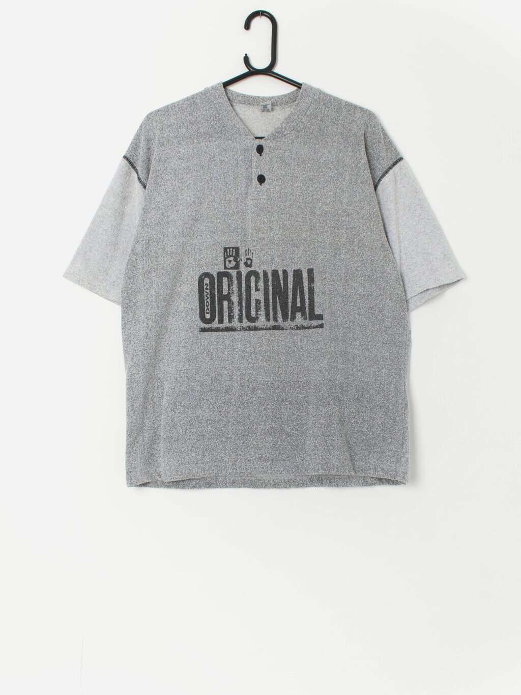 90s vintage cotton flannel t-shirt in grey - Medium