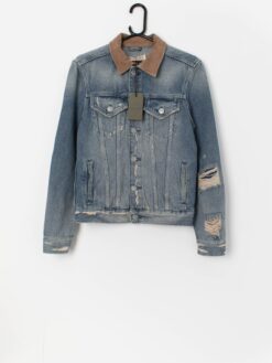 Deadstock All Saints Iren denim jacket with leather collar - XS