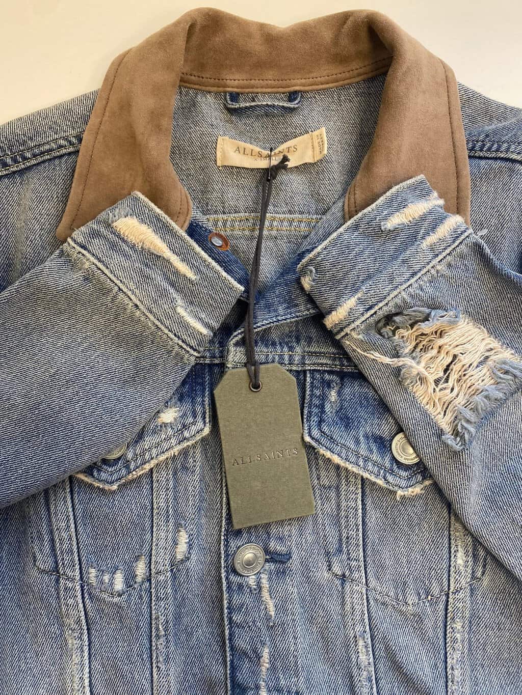 Deadstock All Saints Iren denim jacket with leather collar - XS - Image 5