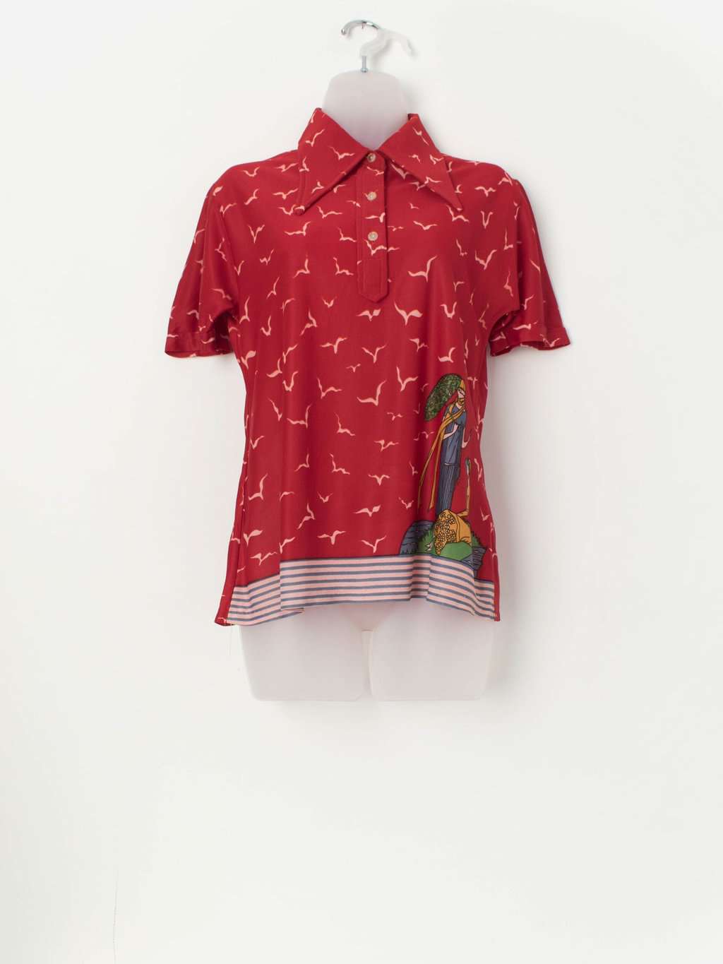 Rare vintage 1920s style illustration polo top - S