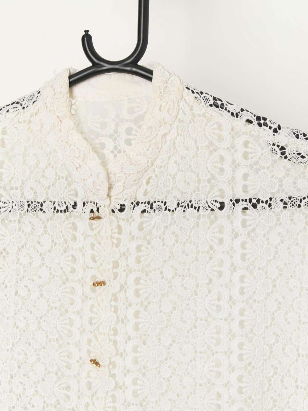 Vintage 1950s lace blouse with floral pattern - S / M - Image 2