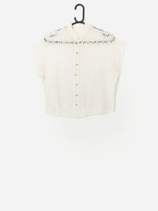 Vintage 1950s lace blouse with floral pattern - S / M