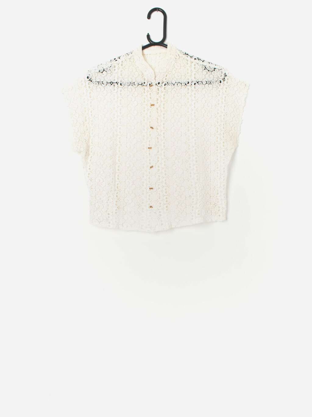 Vintage 1950s lace blouse with floral pattern - S / M