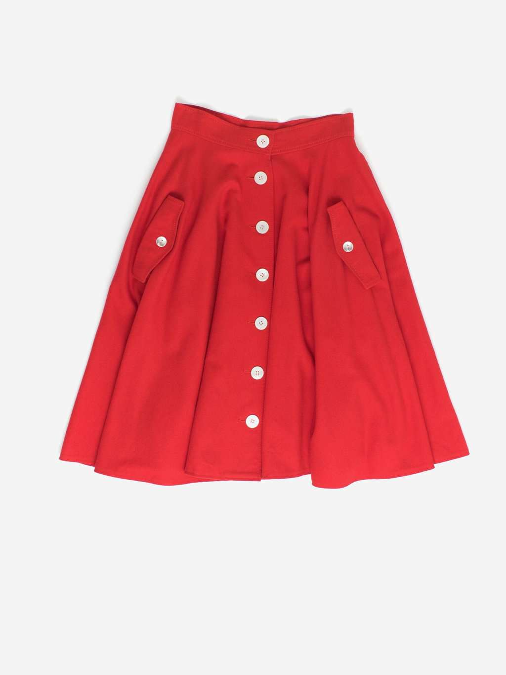 Vintage 1970s red wool circle skirt - Small