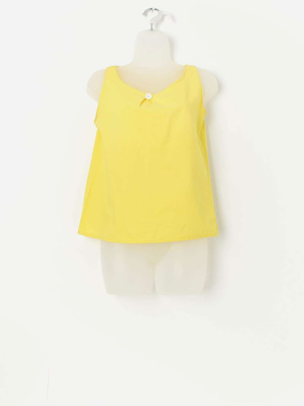 Vintage 1980s yellow vest top with button detail - Medium