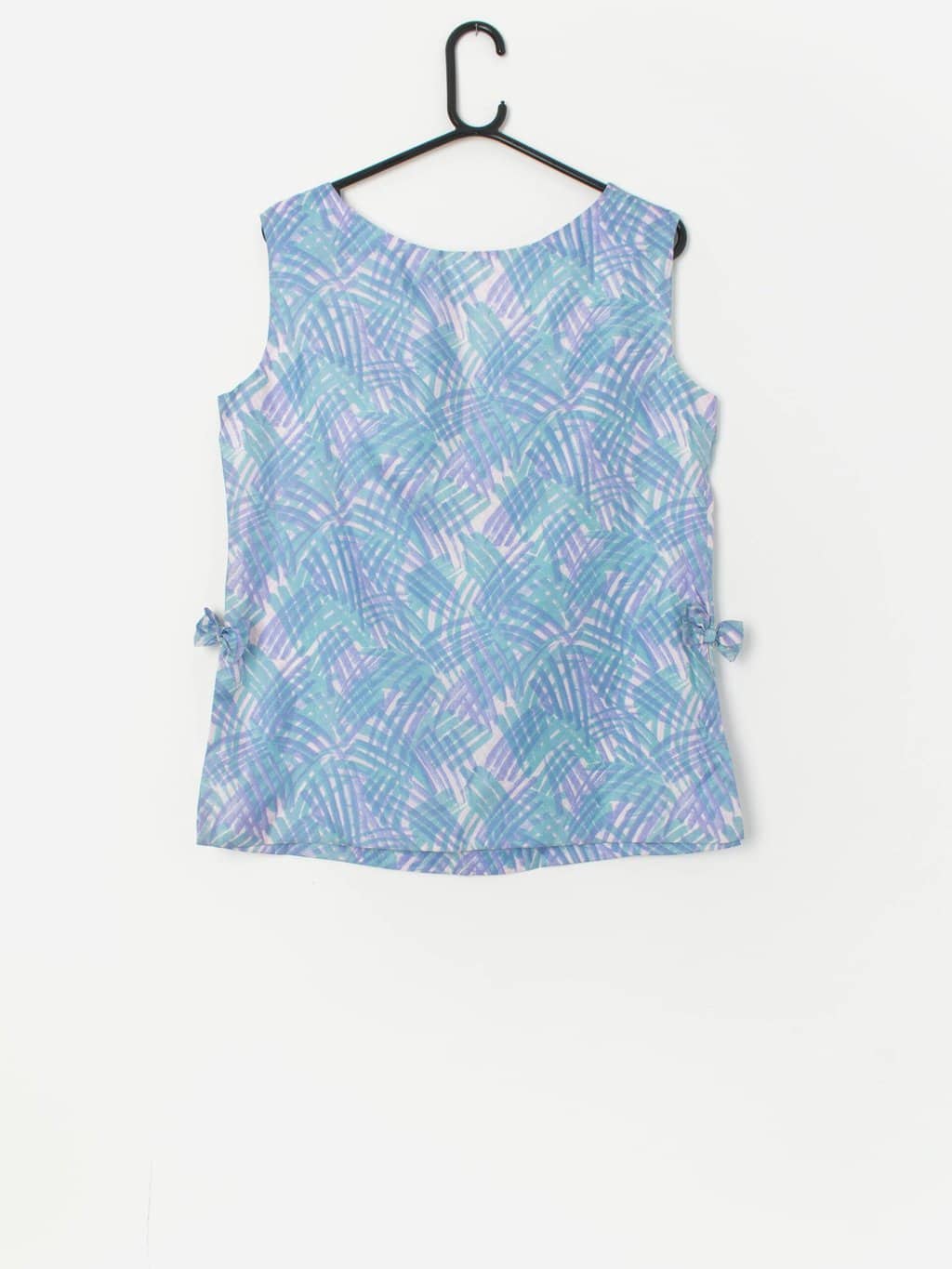 Vintage 60s blue and lilac patterned tunic with bow detail - Large - Image 3