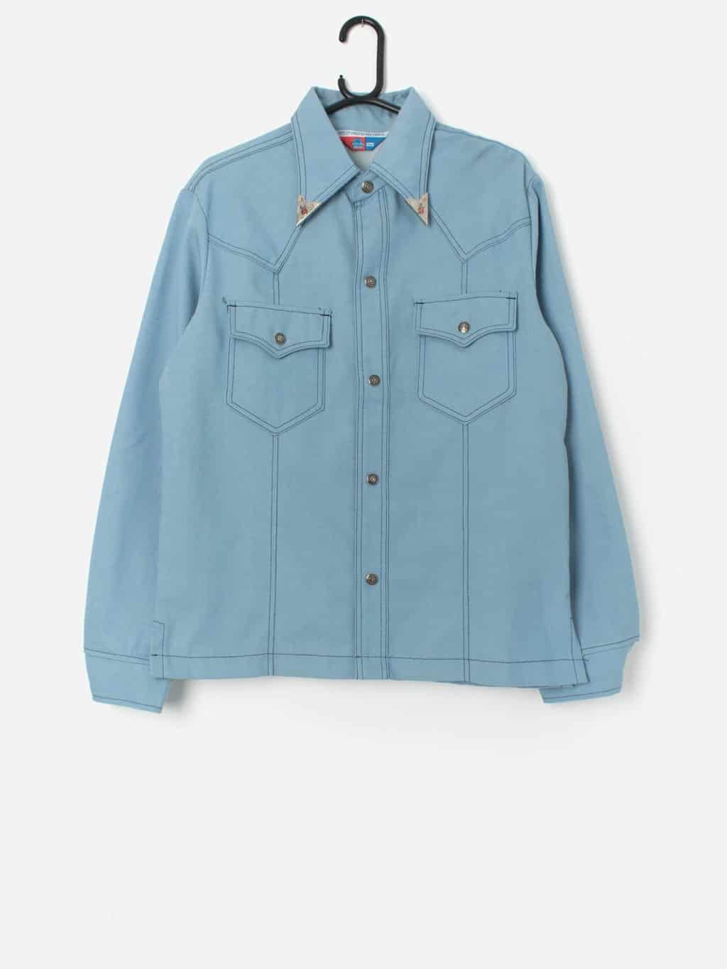 Vintage 70s denim jacket with amazing collar and back details - Medium