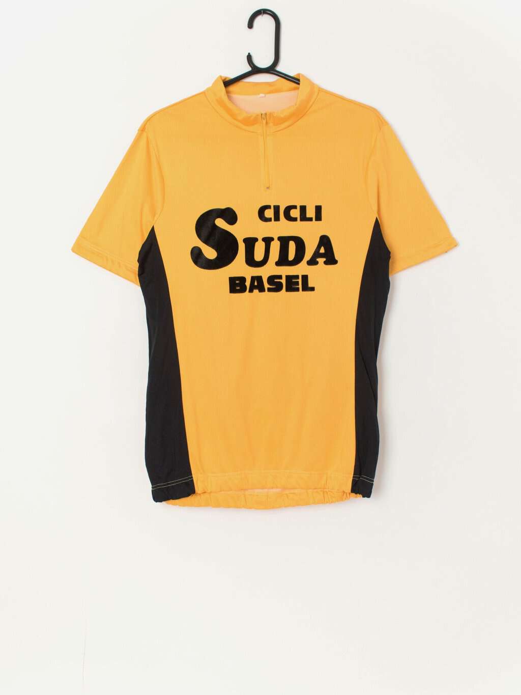 Vintage 70s golden cycling jersey with back pockets - M