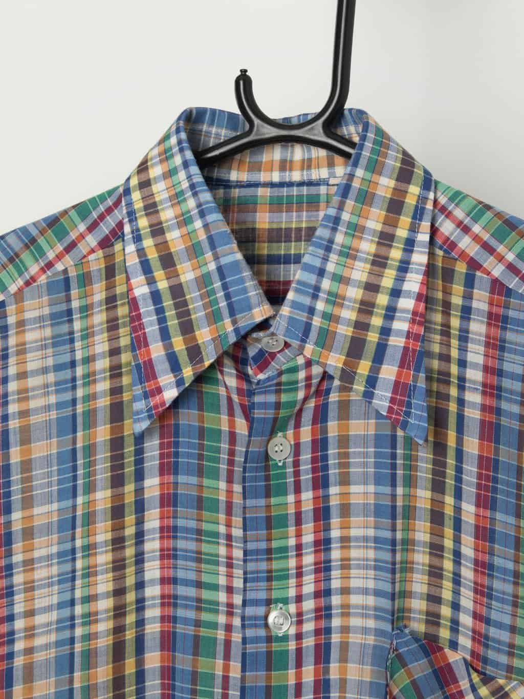 Vintage 70s pointed collar plaid shirt - Medium - Image 2