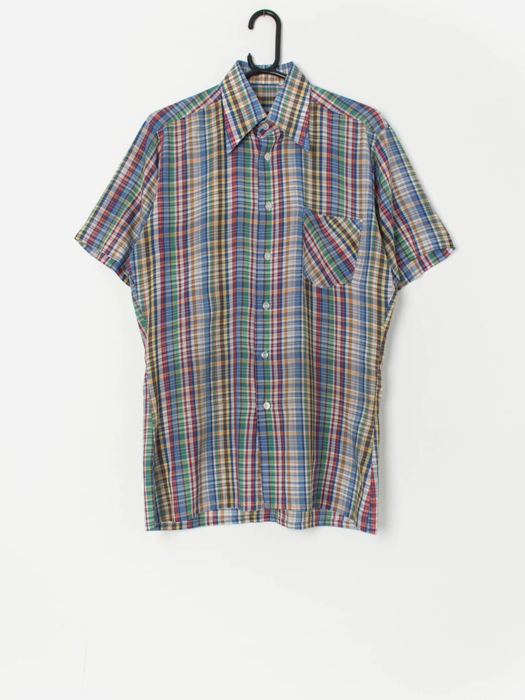 Vintage 70s pointed collar plaid shirt - Medium