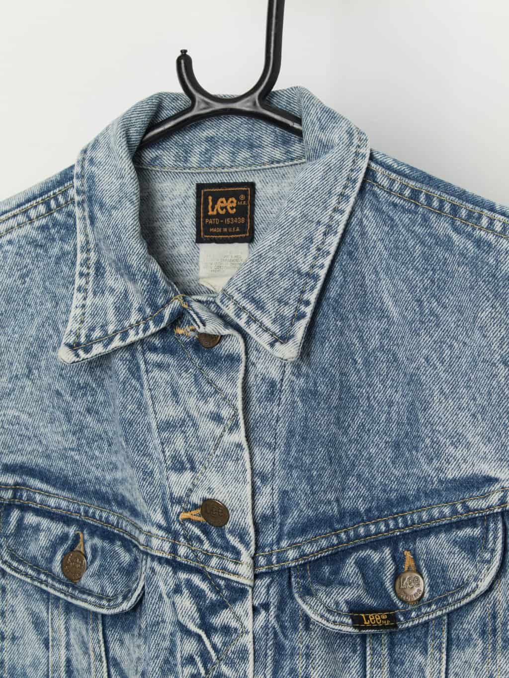 Vintage 80s Lee acid wash denim jacket, with union label - Small / Medium - Image 2