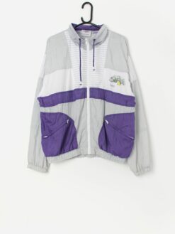 Vintage 80s silver and purple sports jacket - Large