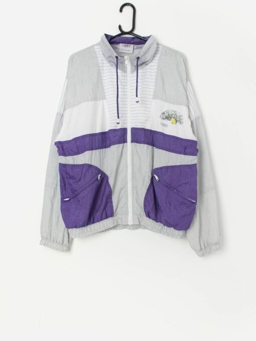 Vintage 80s silver and purple sports jacket - Large