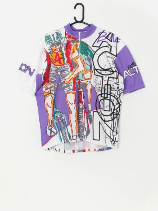 Vintage 90s cycling jersey with abstract graphic - XL