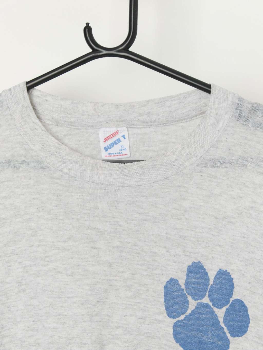 Vintage 90s grey t-shirt with paw print graphic - L / XL - Image 2