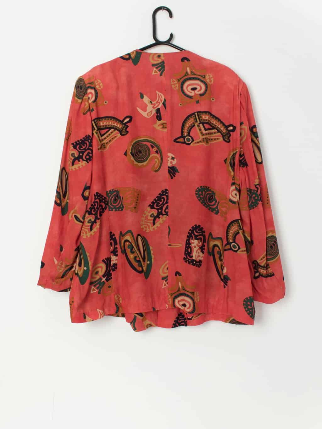Vintage abstract patterned jacket in scarlet red - Large - Image 3