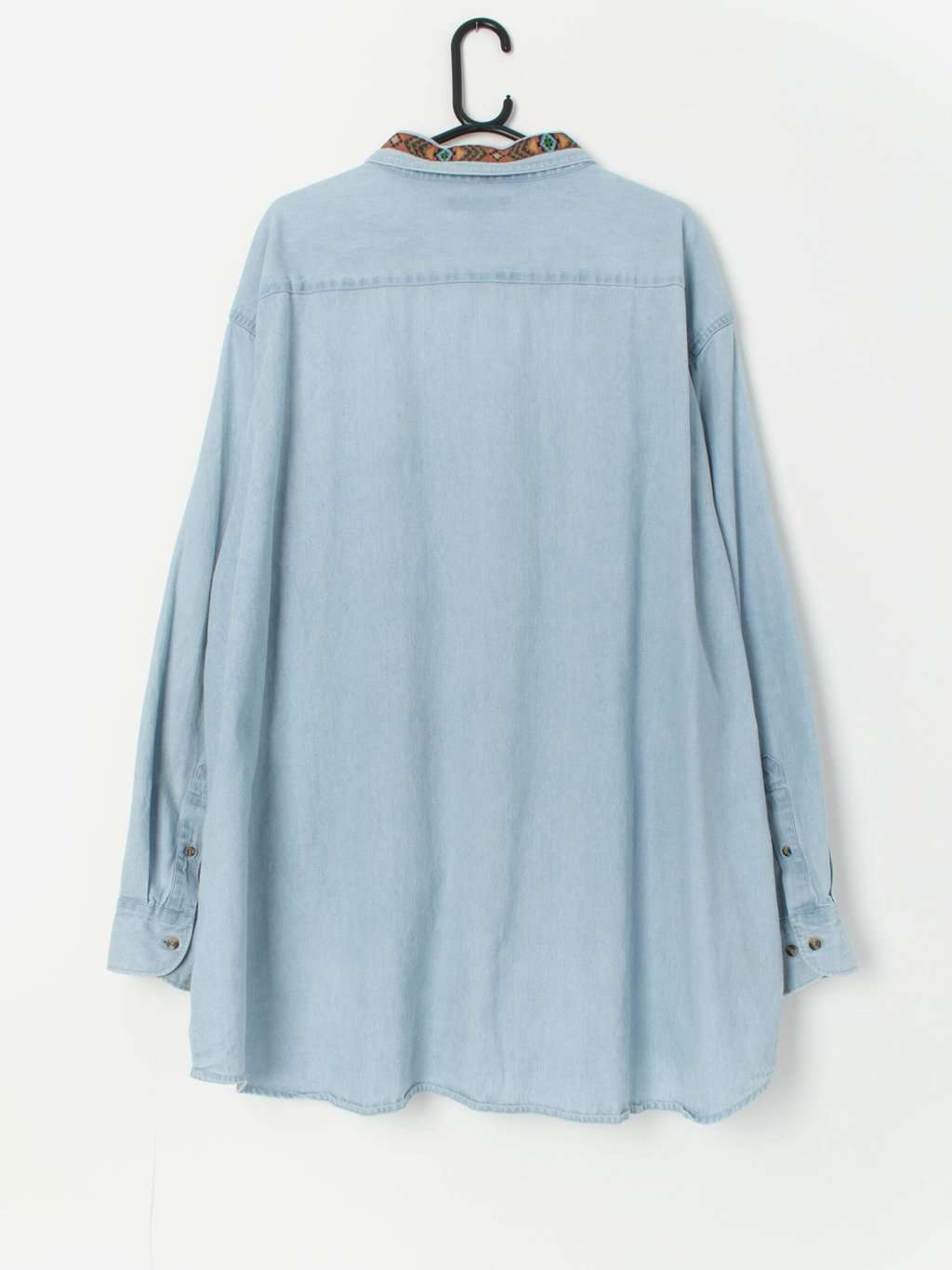 Vintage Aztec denim shirt with customised embroidery - 3XL - Image 3