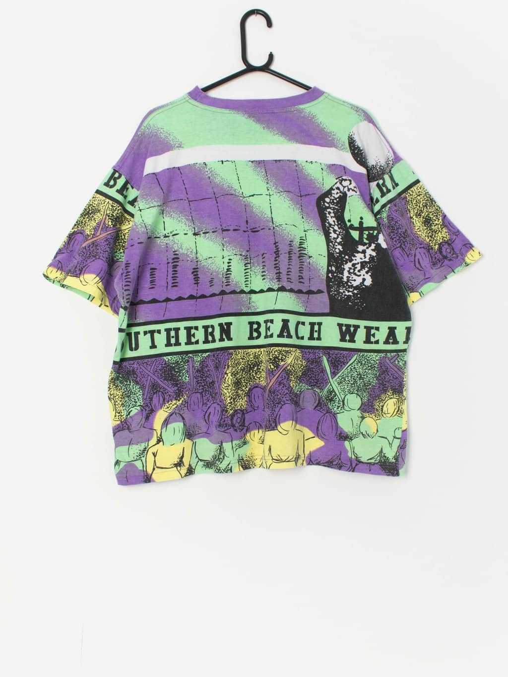 Vintage bright t-shirt in green and purple - XL - Image 3