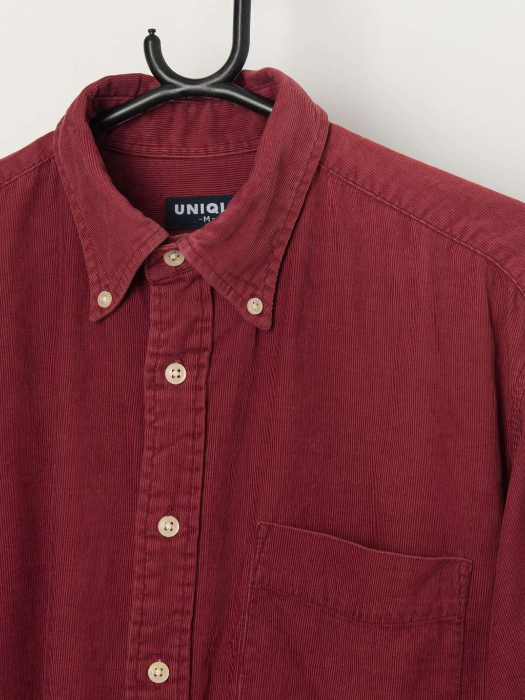Vintage burgundy cord shirt with button down collar - M - Image 2