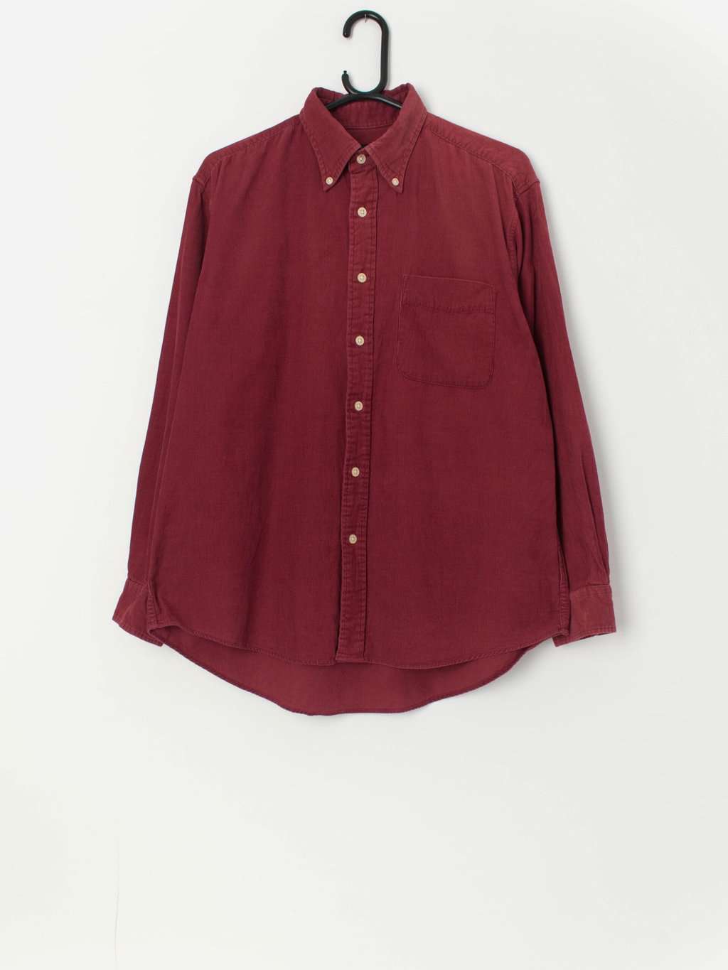 Vintage burgundy cord shirt with button down collar - M