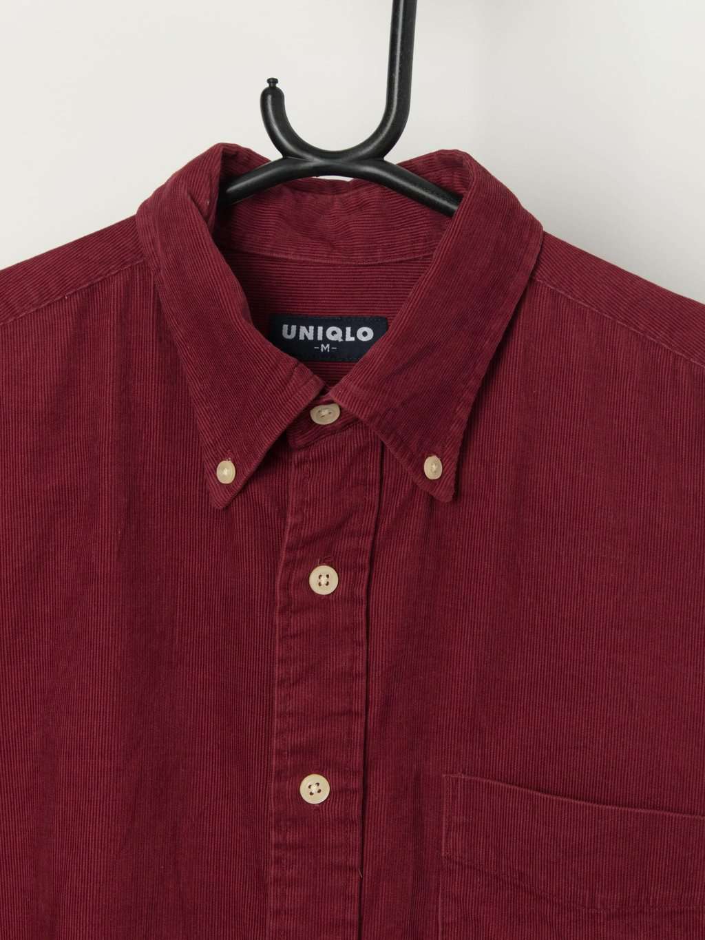 Vintage cord button down shirt in burgundy red - Medium - Image 2
